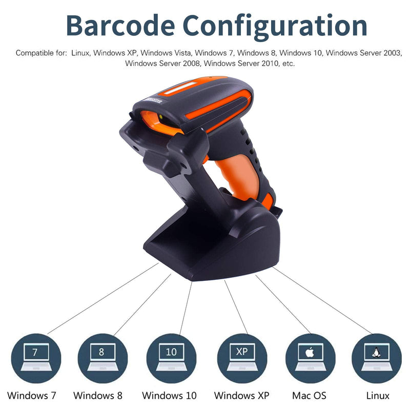 [Australia - AusPower] - 1D Industrial Bluetooth Wireless Barcode Scanner with Base 2.4Ghz&USB Wired Waterproof Industrial 1D Laser Handheld Barcode Scanner for Windows, Mac, Android, iOS, PC, LB 