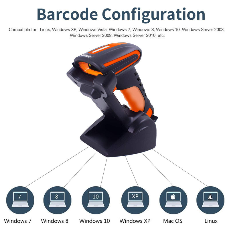 [Australia - AusPower] - Bluetooth Barcode Reader Scanner with Stand,Symcode Handheld Wireless 1D Laser Industrial Dustproof and Waterproof USB Cordless Automatic Barcode Scanner with Vibration Alert Stand 1D Scanner 