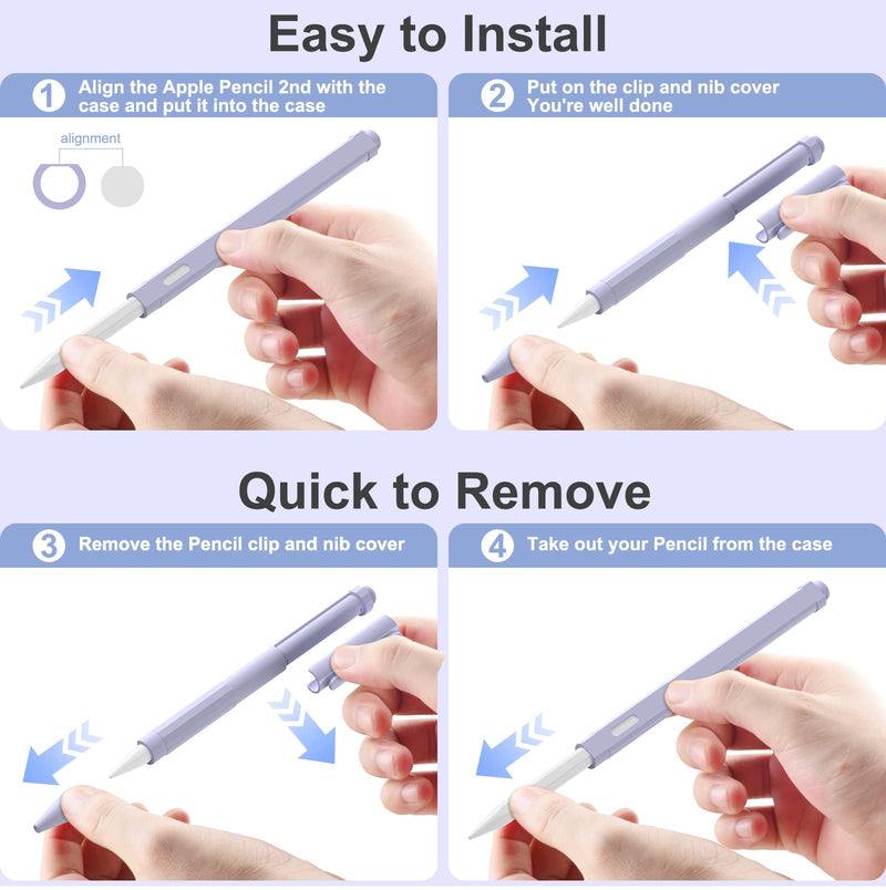 [Australia - AusPower] - iLzyty Holder Case Compatible with Apple Pencil 2nd Generation, New TPE Material Pencil Cover, Anti-Slip Grip Pencil Holder Sleeve, Magnetic Charging & Double-Tapping Supported Lavender Purple 