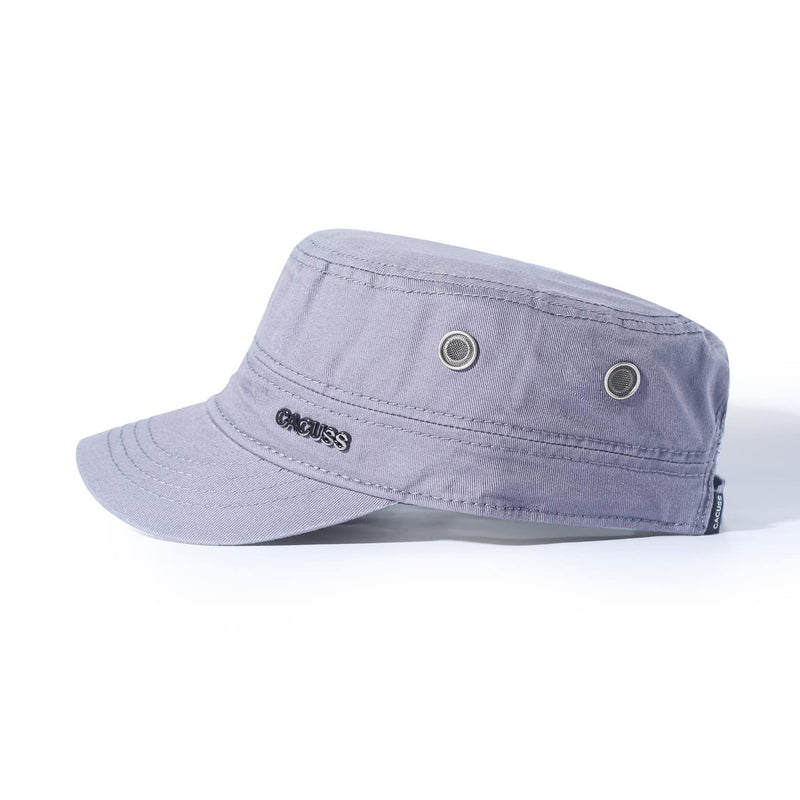 [Australia - AusPower] - CACUSS Men's Cotton Army Cap Cadet Hat Trucker Dad Hat Military Flat Top Adjustable Classic Baseball Cap Light Grey 