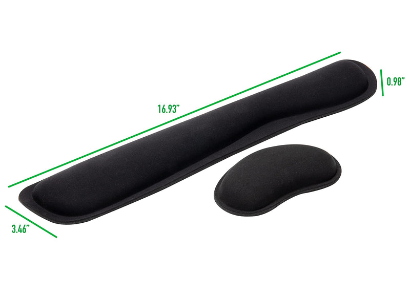 [Australia - AusPower] - Mind Reader Gel Wrist Rest, Ergonomic Memory Foam Support Cushion Set for Keyboard and Mouse, Non-Slip Rubberized Base, Helps Relieve Tension, Black Single 