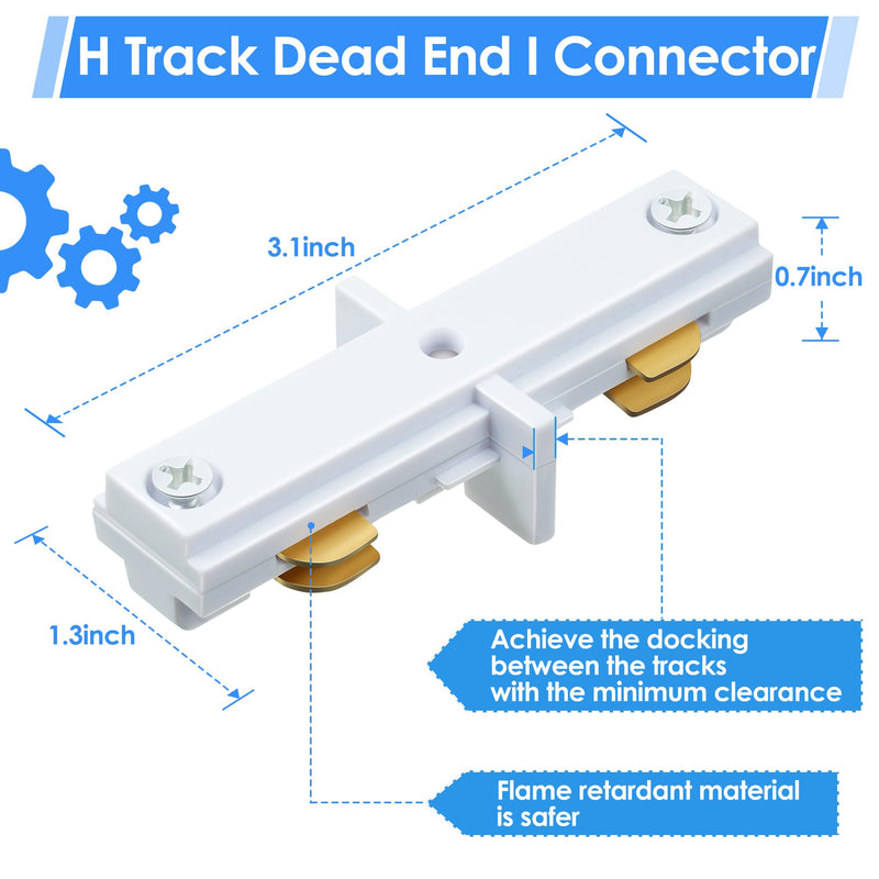 [Australia - AusPower] - Enhon 2 Pack H Track Dead End I Connector Compatible with WAC Lighting H Track Systems, 3 Wire 1 Track Lighting Kit for H Track System Track Lighting Accessories, LED Lights Connector in White 