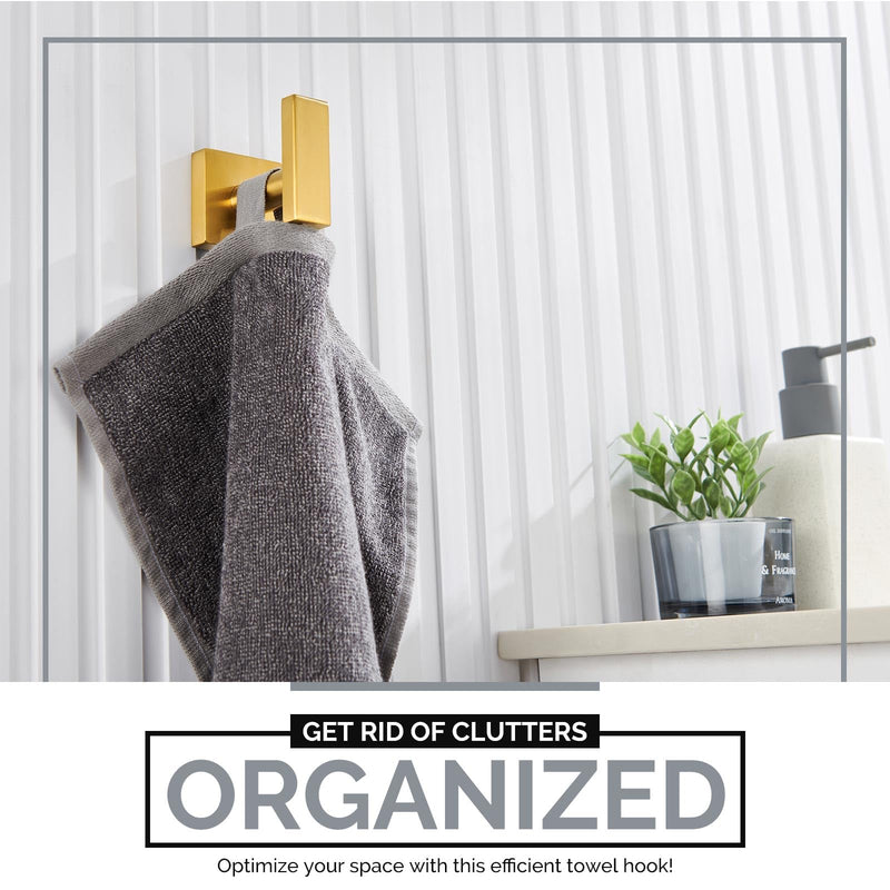 [Australia - AusPower] - Square Single Towel Hook 3 PCS (Brushed Gold) 