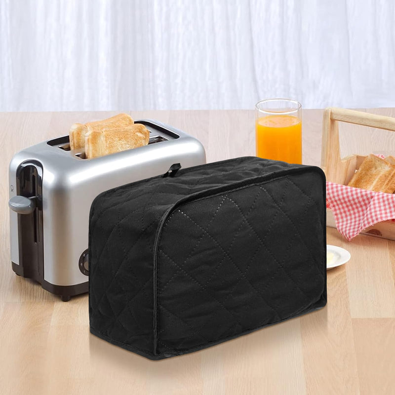[Australia - AusPower] - BOHEMIABY Toaster Cover 2 Slice, Bread Dust Cover & Fingerprint Protection-Polyester & Cotton, Kitchen Small Appliance Covers(Toaster Cover-Black) red-four 