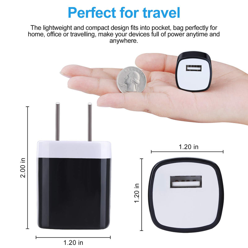 [Australia - AusPower] - One Port USB Wall Charger,5 Pack 1A/5V Single Port Charging Block Power Adapter Base Box Cube Compatible iPhone 13 12 SE(2020) 11/11pro/XS/Max/XR/X,Samsung Galaxy S21 FE/S20+/S22/Note20,Pixel 6 Pro,LG 5Black 