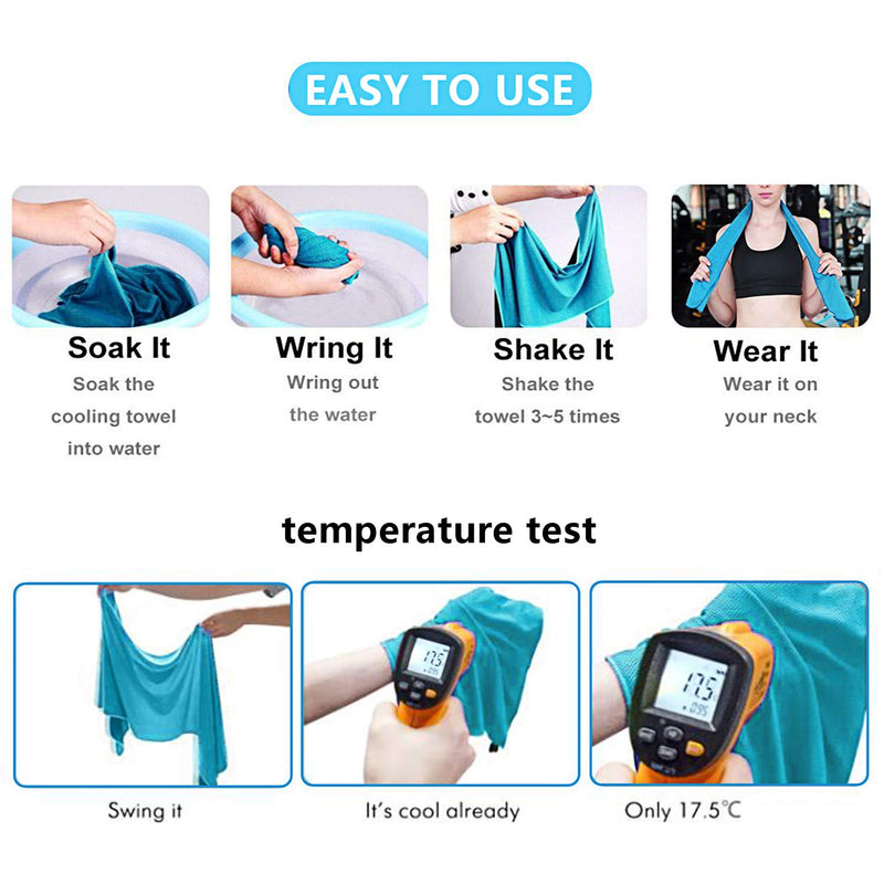 [Australia - AusPower] - [4 Pack] Cooling Towel (40"x12"),Ice Towel,Soft Breathable Chilly Towel,Microfiber Towel for Yoga,Sport,Running,Gym,Workout,Camping,Fitness,Workout & More Activities 