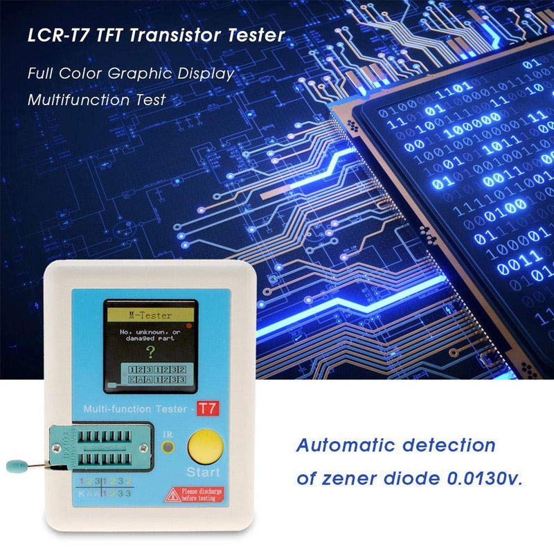 [Australia - AusPower] - LCR-T7 Transistor Tester, LCR Multifunction Full Color Graphic Display TFT Transistor Meter for Measuring Triodes Diodes Resistors Capacitors Inductors Thyristors 