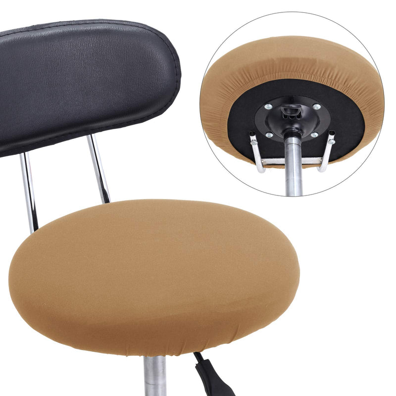 [Australia - AusPower] - Round Bar Stool Seat Covers Washable Stool Cushion Slipcover Elastic Bar Chair Covers for 14-17 Inch Chair (Camel Color,4 Pieces) Camel Color 4 