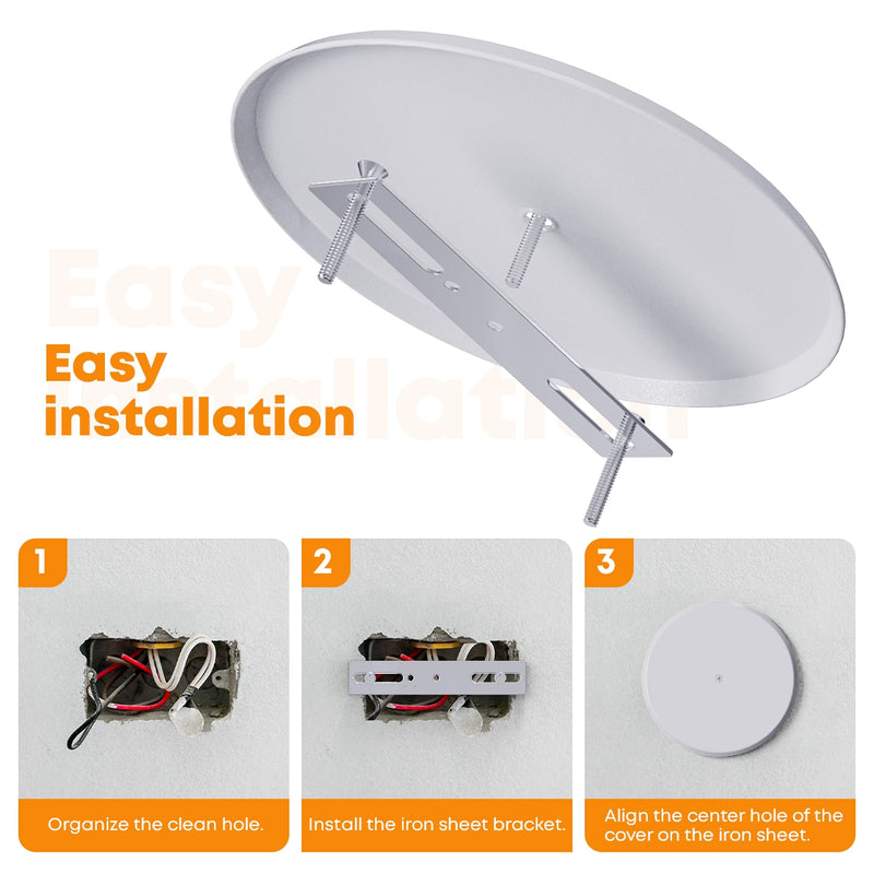 [Australia - AusPower] - Wuno Shop 4 Pcs Ceiling Cover Plate with Center Holeï¼Œ5 inch Round Outlet Covers Plate For Electrical Box, Metal Blank Cleanout Cover Plate for Smoke Detector,Wall Light Hole -White 5 inch Ceiling Plate Cover with Center hole 
