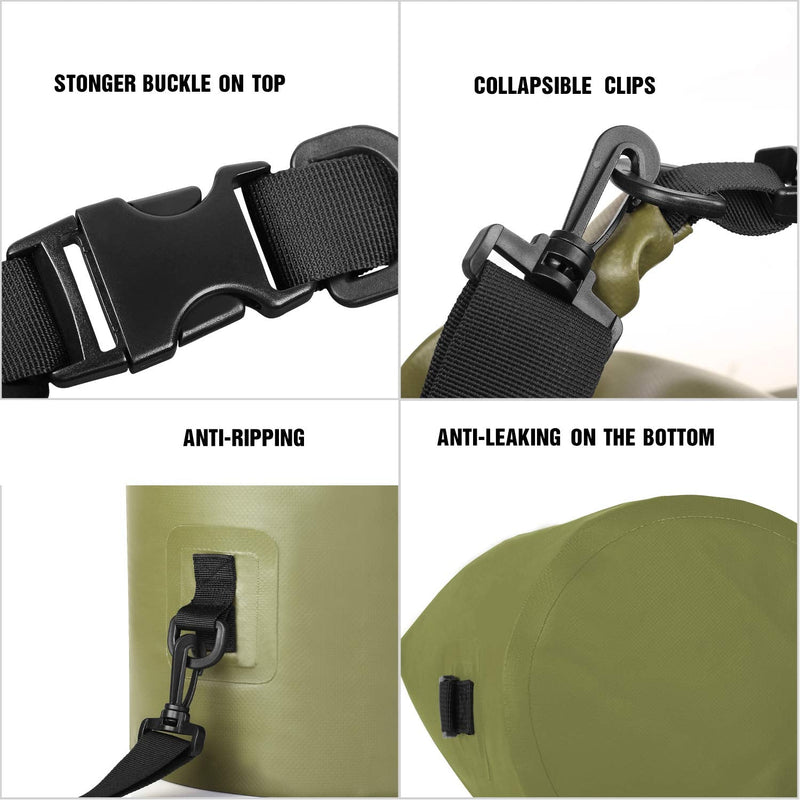 [Australia - AusPower] - Unigear Dry Bag Waterproof, Floating and Lightweight Bags for Kayaking, Boating, Fishing, Swimming and Camping with Waterproof Phone Case Army Green 2L 