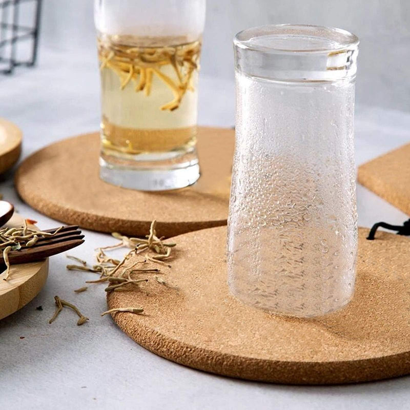 [Australia - AusPower] - CRCHOM 4 Pack Cork Trivet Set 8" Diameter x 0.4" Thick Round Cork Hot Pads for Dishes, Pots, Pans and Plants 