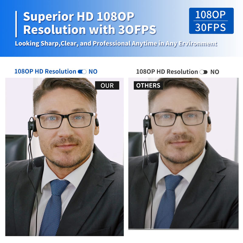 [Australia - AusPower] - Webcam with Microphone, No Distortion Privacy Cover 1080P USB Camera Plug Play Mic Full Ultra HD Web Camera Video Cam Calling Conferencing Streaming for PC/Desktop/Computer/Mac/Laptop/MacBook Black 