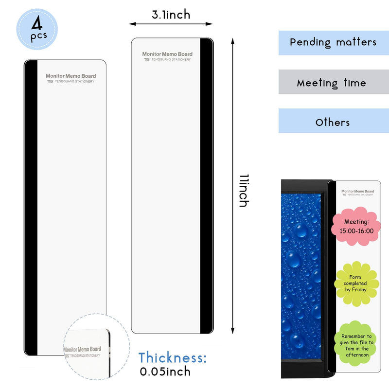 [Australia - AusPower] - Computer Monitor Message Board Screen Memo Board Monitor Memo Board Top Mount Monitor Sticky Note Holder Message Memo Panel for Monitors Screen Cabinets, Left and Right (4 Pieces) 