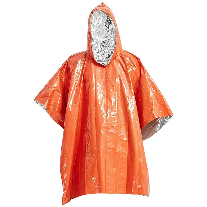 [Australia - AusPower] - ELK Emergency Poncho Features Heat Retention and Mylar Reversible Thermal Raincoat Blanket with Reflective Side for Increased Visibility - Outdoor Camping Survival Gear and Equipment (Orange, 4 Pack) 