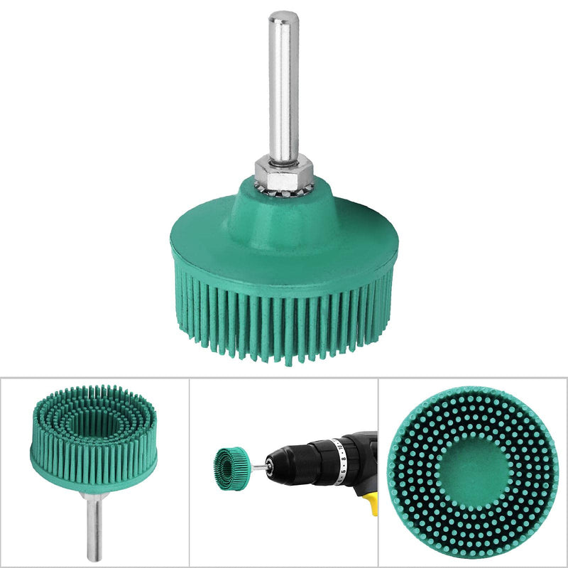 [Australia - AusPower] - Bristle Disc with Connecting Rod, Electric Drills Accessories for Metal Fine Finishing Cleaning Polishing Grinding Deburring Removing Rust Scratches(Green 50#) 