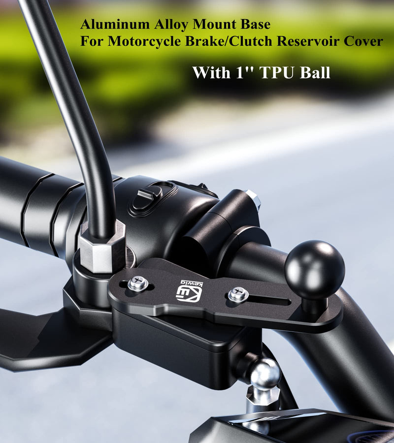 [Australia - AusPower] - BRCOVAN Aluminum Alloy Mount Base with 1'' TPU Ball for Motorcycle Brake/Clutch Reservoir Cover Compatible with RAM Mounts B Size 1 Inch Ball Double Socket Arm 
