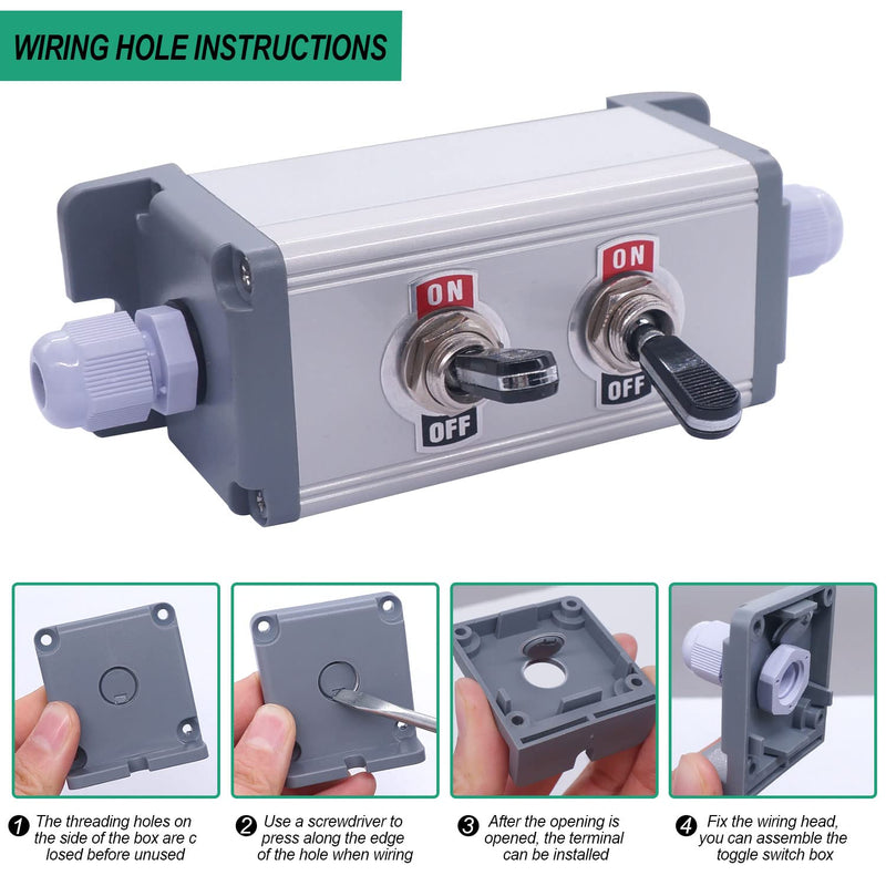 [Australia - AusPower] - Twidec/2 Gang Toggle Switch Box 16A 250V SPST 2 Position 2 Pin ON/Off Rocker Toggle Switch Black PC Wear-Resistant Handle TEN-A-2210BK-BOX-2 