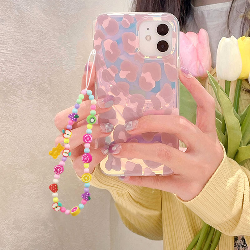 [Australia - AusPower] - Anvin 2Pcs Cell Phone Charm Strap Beaded Aesthetic Phone Lanyard Wrist String Kawaii Mobile Phone Chain Strap Y2K 90S Phone Decor Bracelet Strap Keychain Charm for Women Girl Smiley Face Clay Beads 