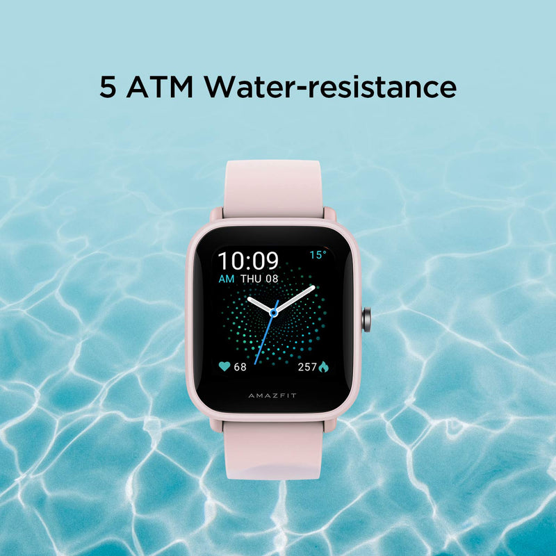 [Australia - AusPower] - Amazfit Bip U Smart Watch Fitness Tracker for Men Women with 60+ Sports Modes, 9-Day Battery Life, Blood Oxygen Breathing Heart Rate Sleep Monitor, 5 ATM Waterproof, for iPhone Android Phone (Pink) Pink 