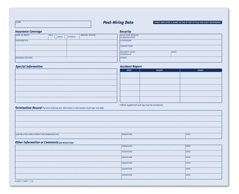 [Australia - AusPower] - Adams Employees Personnel File Folder, Heavy Card Stock, 11-3/4 x 9-1/2 Inches, Pack of 20 Folders (9287ABF) 1 PACK 