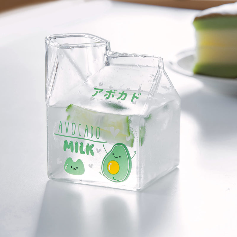 [Australia - AusPower] - Glass Milk Carton Creamer Pitcher Cute Clear Milk Carton Cup Mini Creamer Pitcher Container 13 Oz, 1Pcs basic model 