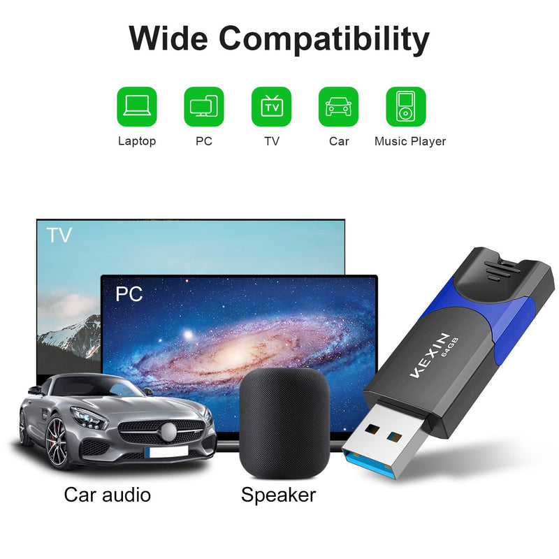 [Australia - AusPower] - KEXIN Flash Drive 64GB USB 3.0 Flash Drive 64 GB Thumb Drive 5 Pack Memory Stick USB Drive Data Storage Jump Drive Colorful(64G 5-Pack) USB 3.0 64G X5 Mixed Colors 