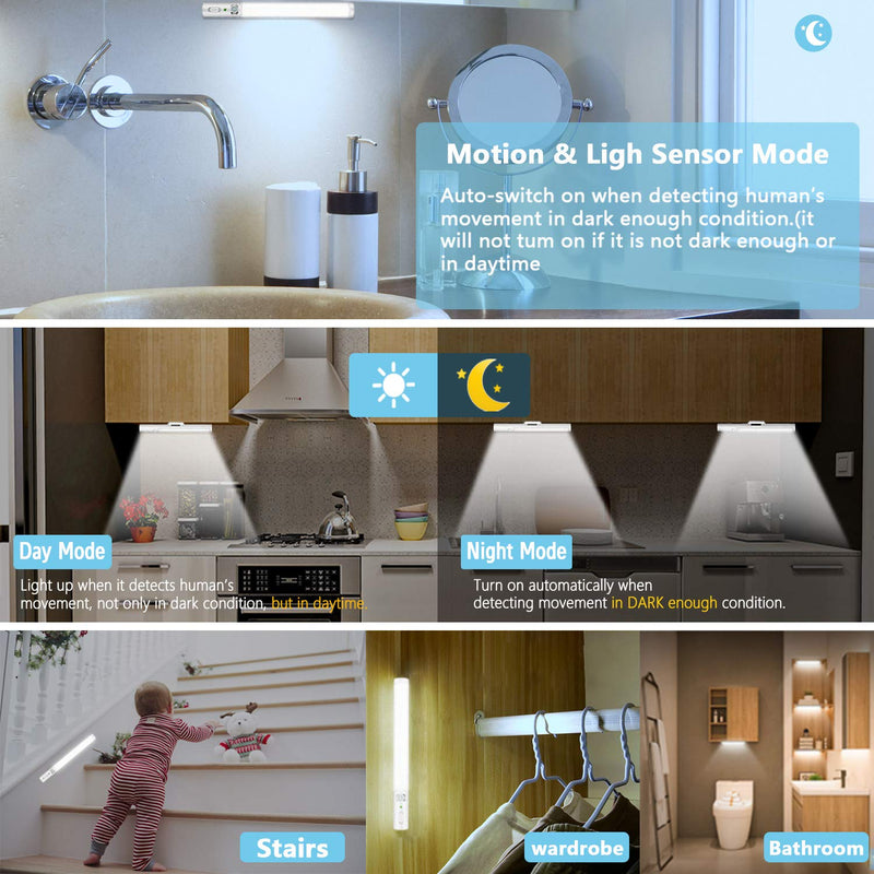 [Australia - AusPower] - Under Cabinet Lighting,Wireless Led Closet Light Battery Powered Motion Sensor Light 21 LED Bulb Magnetic Stick-on Night Light Bar for Kitchen , Stairway , Wardrobe,Hallway - 2 Pack White-2pack 