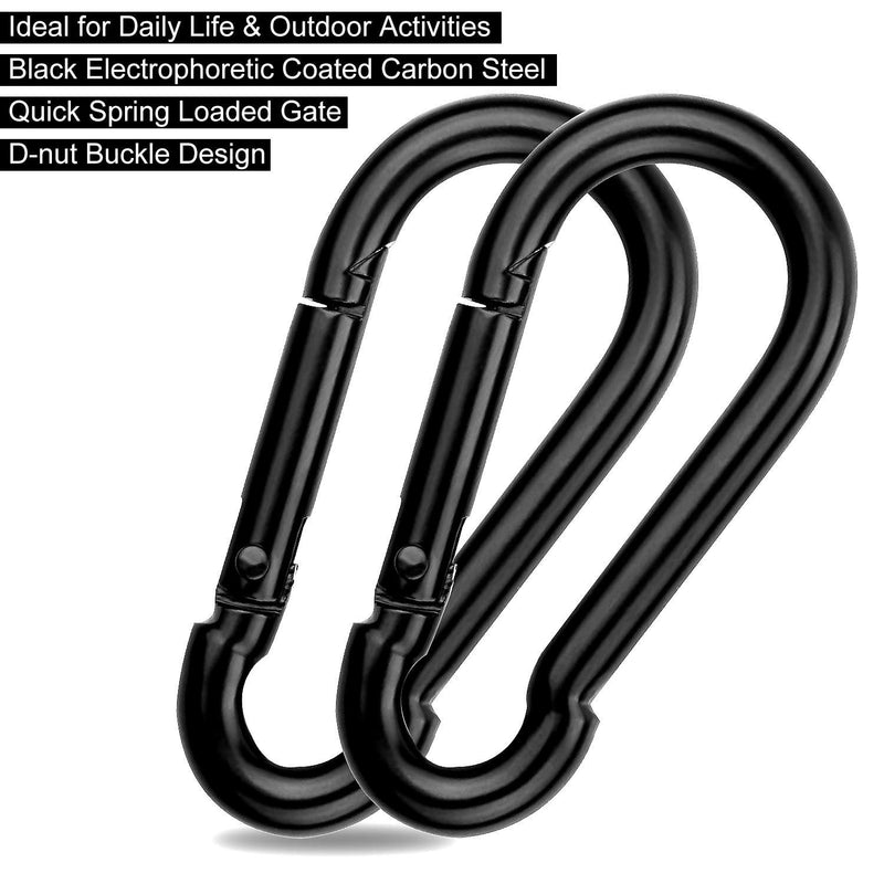 [Australia - AusPower] - 8 Pack Spring Snap Hooks, Heavy Duty Carbon Steel Carabiner Clip, Capacity 500Lbs 5/16”x3” Quick Link Buckle Clip for Camping, Fishing, Hiking M8 Key Chain Carabiner for Swing and Hammock 