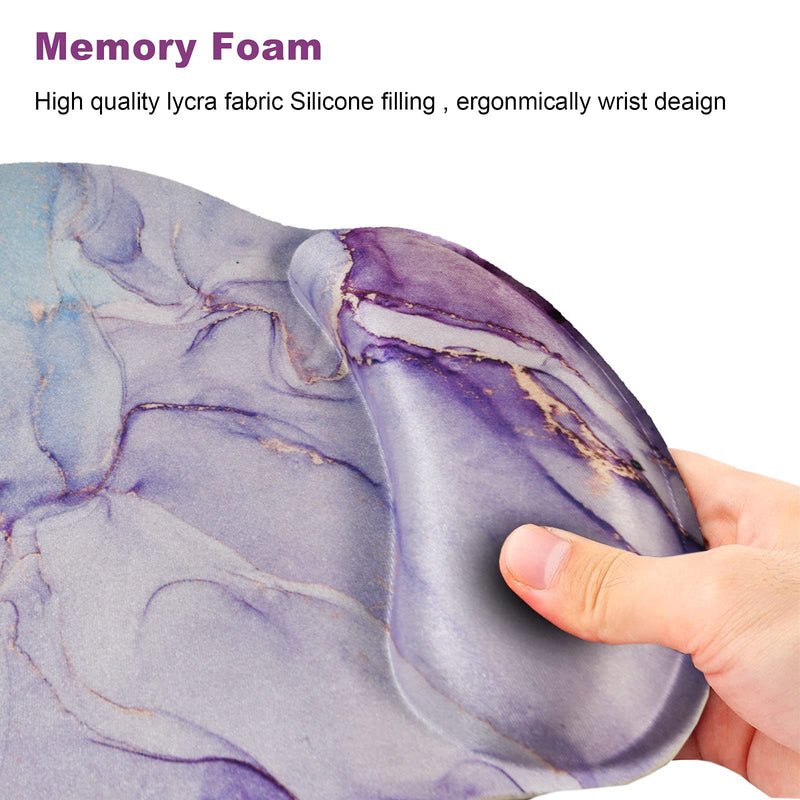 [Australia - AusPower] - Ergonomic Mouse Pad with Wrist Rest Support Gel, ArtSo Non Slip Rubber Base Pad Computer PC Laptop Women Men Mousepad for Home, Office, Gaming, Working Easy Typing, Pain Relief, Purple Blue Marble Pink Blue Marble 