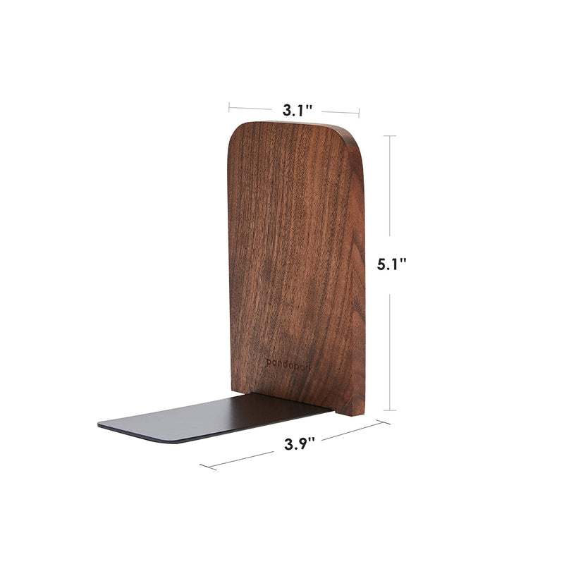 [Australia - AusPower] - Pandapark Wood Bookends,Pack of 1 Pair,Non-Skid,Black Walnut,Office Book Stand (Black Walnut-A) Black Walnut-a 