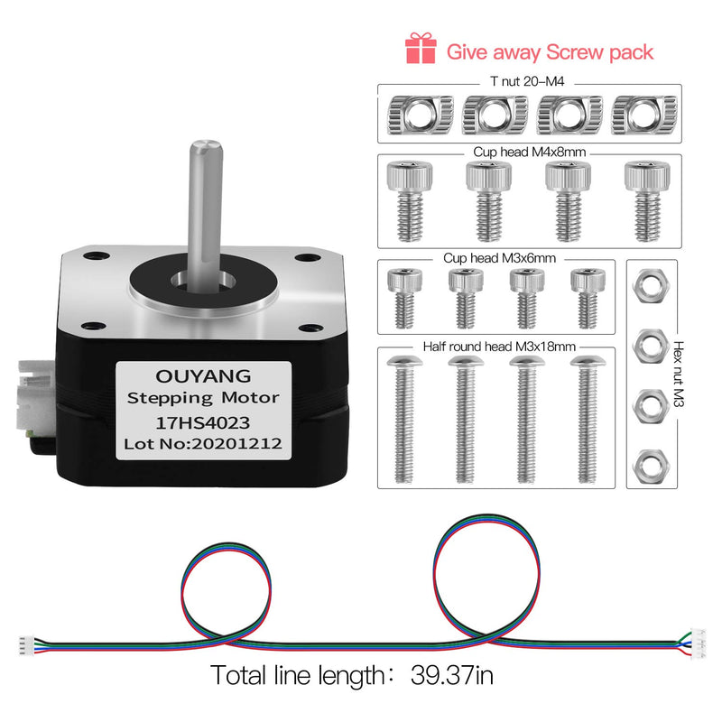 [Australia - AusPower] - OUYANG Nema 17 Stepper Motor 130mN.m 1.8 Degree with Bracket and 1M XH Cable for CNC,3D Printer(17HS4023,1 PCS) 17HS4023 