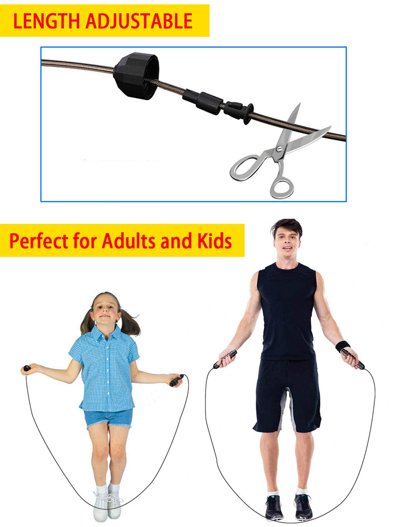 [Australia - AusPower] - Jump Rope, Ball Bearings Tangle-Free Rapid Speed Cable Skipping Rope, Adjustable Jumping Ropes for Men, Women and Kids - 2 Pack 
