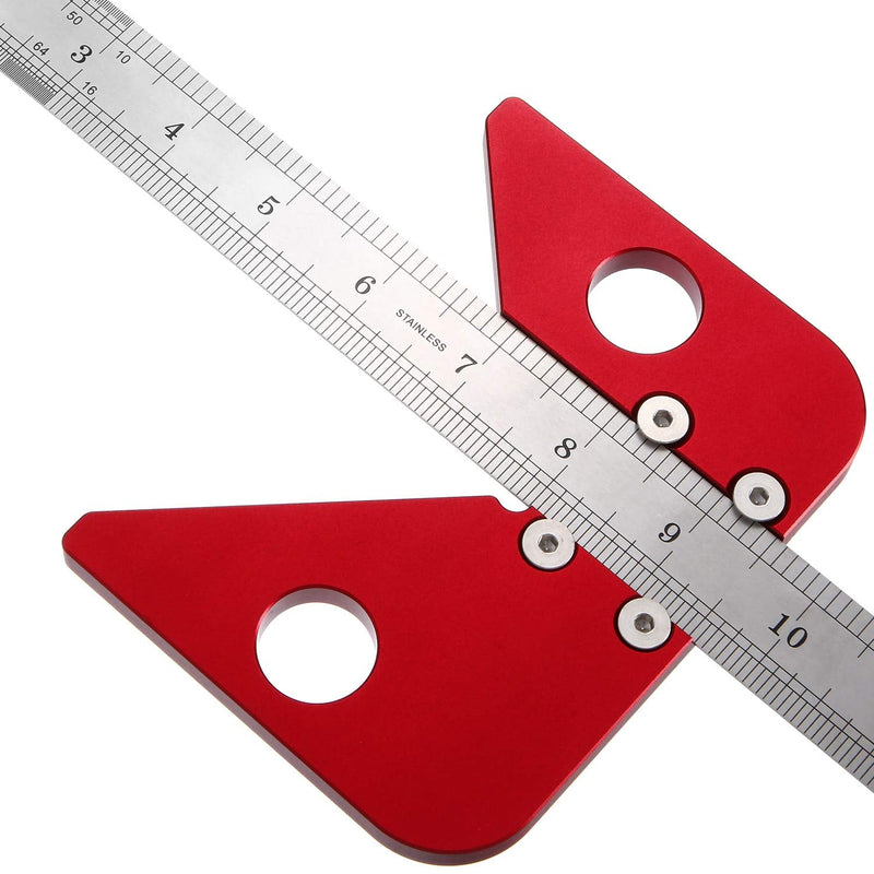 [Australia - AusPower] - Aluminum Alloy Square Center Scribe Center Finder Line Gauge Carpenter Ruler Woodworking Center Measuring Tool with Detachable Ruler 