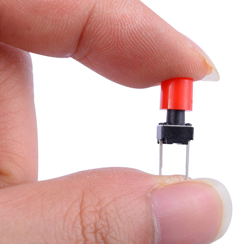 [Australia - AusPower] - Cylewet 70Pcs 6×6×8mm Momentary Tactile Tact Push Button Switch with Button Caps of 7 Color for Breadboard Arduino (Pack of 70) CYT1115 