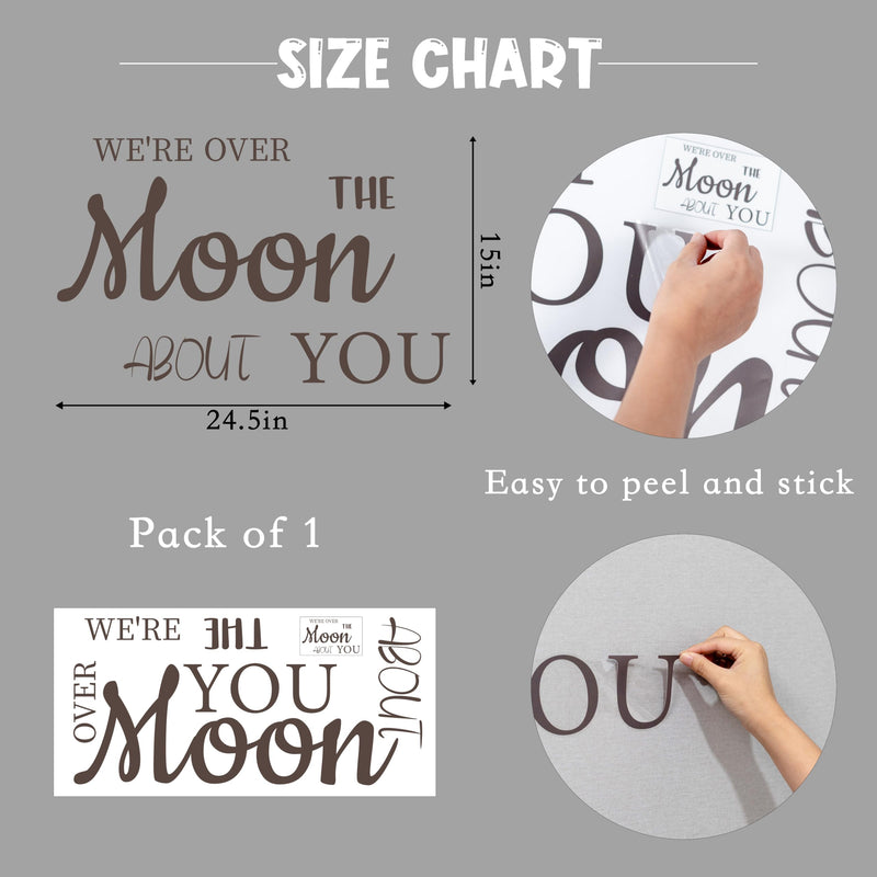 [Australia - AusPower] - MUWEOL We're Over The Moon About You Wall Decal - We're Over The Moon Baby Shower Decorations,Baby Nursery Wall Decor Stickers,Pregnancy Celebration Party Supplies 