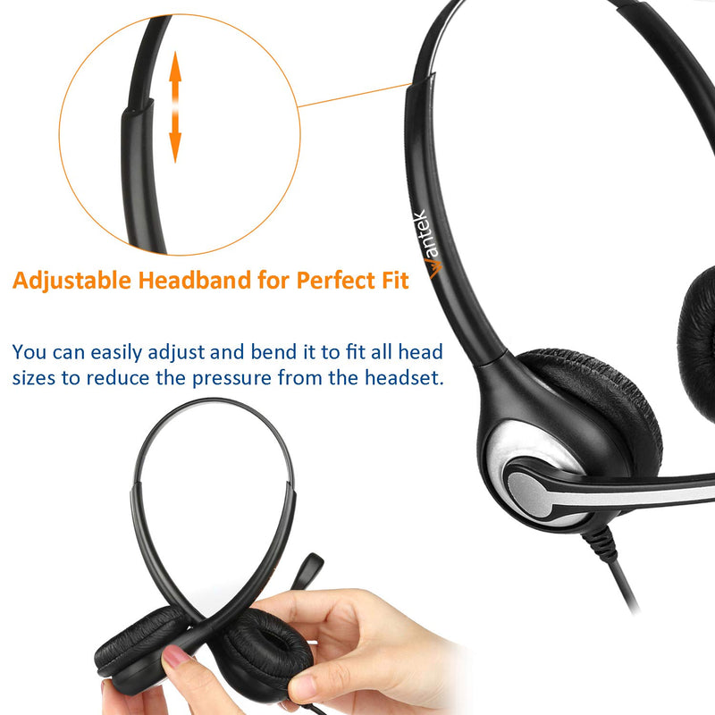 [Australia - AusPower] - Wantek Telephone Headset with Microphone Noise Cancelling, Office Phone Headsets 2.5mm Jack Compatible with Panasonic AT&T ML17929 RCA Vtech Uniden Dect Cisco SPA Polycom and Cordless Phones(F602J25P) Dual 2.5mm F602J25P 