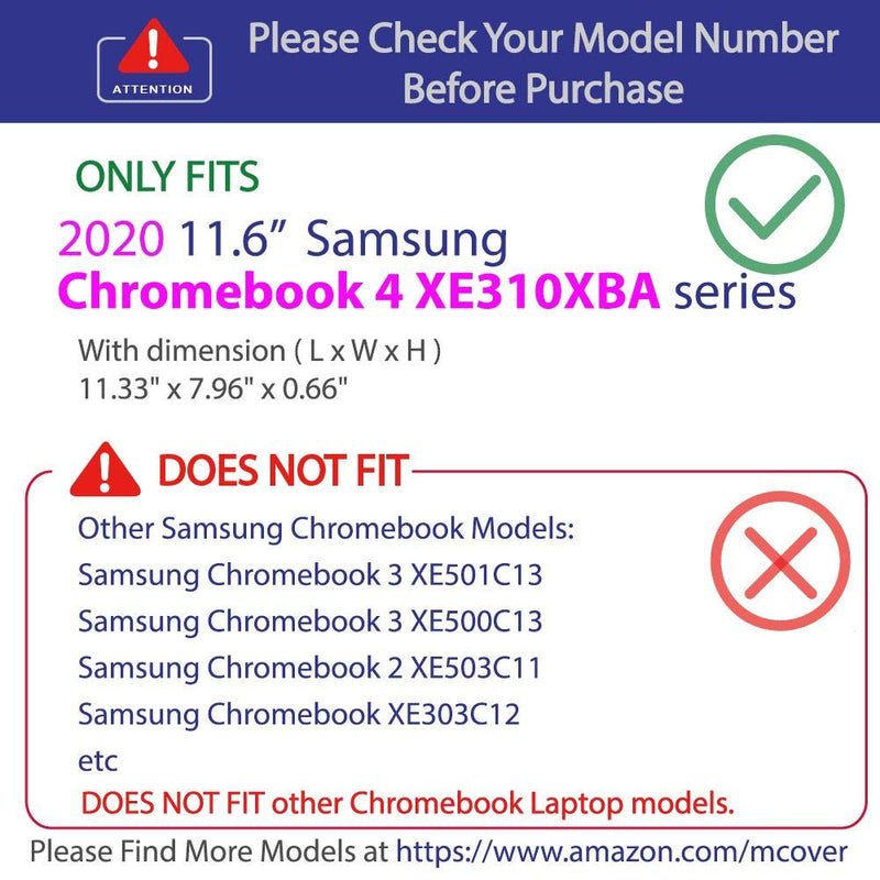 [Australia - AusPower] - mCover Hard Shell Case for 2020 11.6" Samsung Chromebook 4 XE310XBA Series (Pink) Pink 