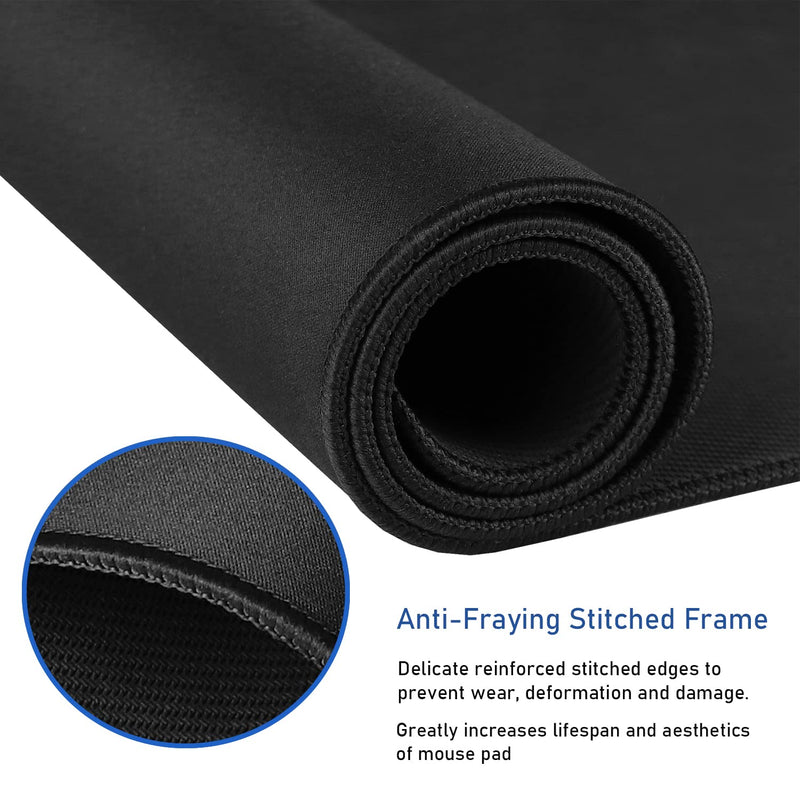 [Australia - AusPower] - Large Extended Gaming Mouse Pad with Stitched Edges, (31.5X15.7In) Durable Non-Slip Natural Rubber Base, Waterproof Computer Keyboard Pad Mat for Esports Pros/Gamer/Desktop/Office/Home-Black Black 