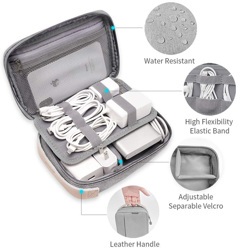 [Australia - AusPower] - pack all Electronic Organizer, Cable Organizer Bag, Cord Travel Organizer for Cables, Chargers, Phones, USB cords, SD Cards (Gray) Gray 