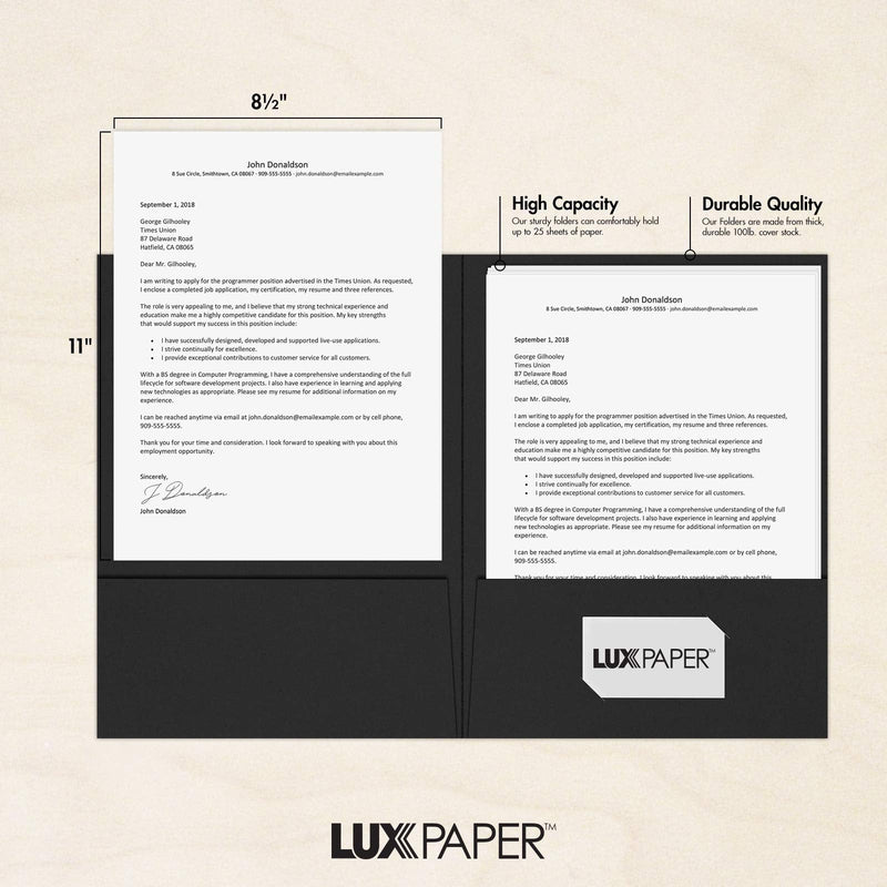 [Australia - AusPower] - 9 x 12 Presentation Folders - Midnight Black (10 Qty) | Perfect for Tax Season, Brochures, Sales Materials and so Much More!| LUX-PF-56-10 