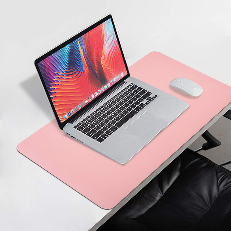 [Australia - AusPower] - Dual Sided Leather Desk Pad (23.6 x 13.7"), Office Waterproof Desk Mat, PU Mouse Pad, Desk Protector Cover, Desk Writing Mat for Office/Home/Work/Cubicle (Pink/Silver) A-pink/Silver 23.6“ x 13.7" 