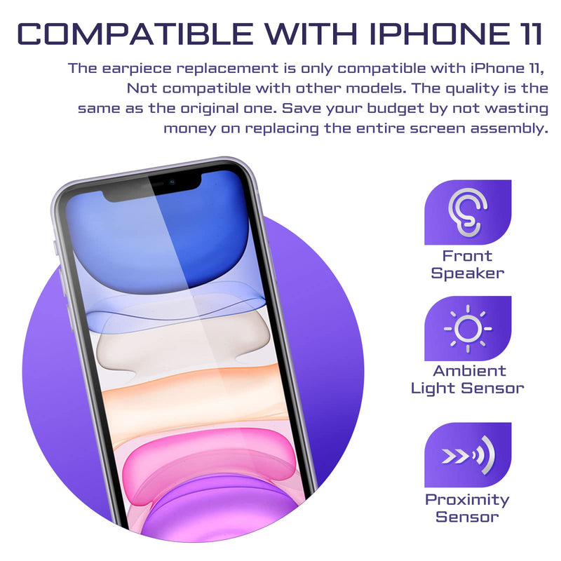 [Australia - AusPower] - for iPhone 11 Earpiece Front Speaker Replacement Repair 6.1", Ear Module Part with Ambient Light Sensor Flex Cable Connector Proximity Sensor Fix Tools Kit iPhone11 for A2111 A2223 A2221 