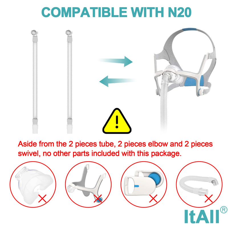 [Australia - AusPower] - 2PCS ItAll Hose Supplies Compatible with N20, Replacement Short Tube Assembly Compatible with N20, Package Included 2PCS Short Tube,2PCS Elbow & 2PCS Swivel 
