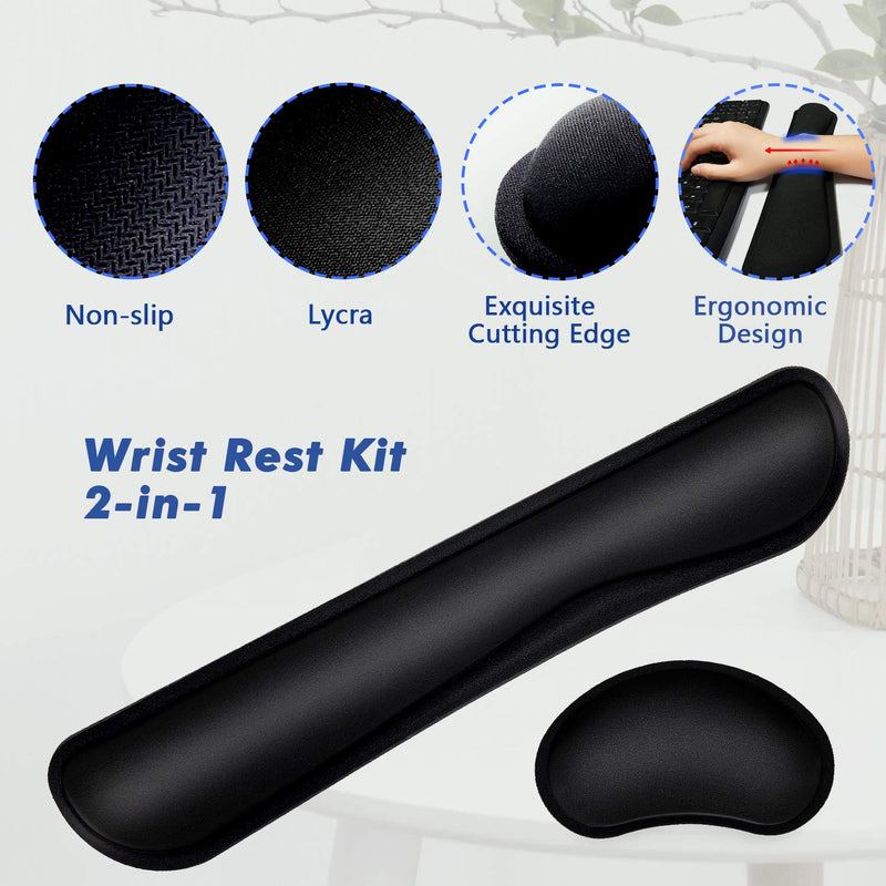 [Australia - AusPower] - Mouse Wrist Rest Pad 17" Keyboard Wrist Rest Support Bar Memory Foam Set for Easy Typing Wrist Pain Relief Ergonomic Design Durable Lightweight Anti-Skid Wrist Cushion for Office/Gaming/PC/Laptop/Mac 