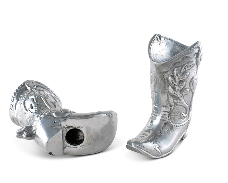 [Australia - AusPower] - Arthur Court Cowboy Boot Salt and Pepper Set Sand Casted in Aluminum with Artisan Quality Hand Polished S/P Shaker 3.5 inch Tall 