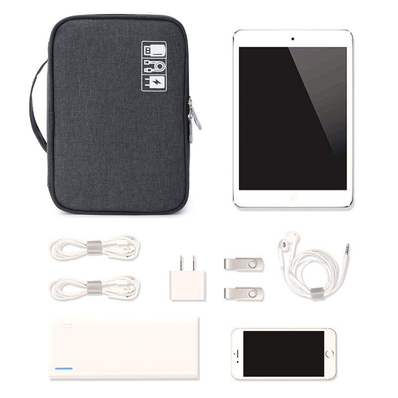 [Australia - AusPower] - Travel Cable Organizer Bag, Electronic Accessories Case Portable Double Layer Cable Storage Bag for Cord,Phone,Charger, Flash Drive, Phone, SD Card,Personal Items - (Black) S Black 