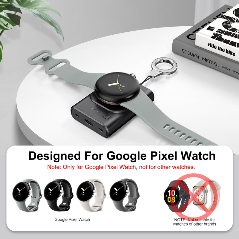 [Australia - AusPower] - Watch Charger for Pixel Watch, Portable Google Pixel Watch Charger Compatible with Pixel Watch, 1800mAh Magnetic Wireless Watch Charger for Google Pixel Watch with Keychain 