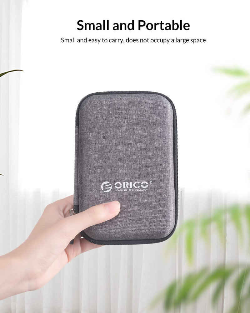 [Australia - AusPower] - ORICO Hard Drive Case 2.5 inch External Drive Storage Carrying Bag Waterproof Shockproof with Inner Size 5.5x3.5x1.0inch for Organizing HDD and Electronic Accessories,Grey(PHD-25) Grey 