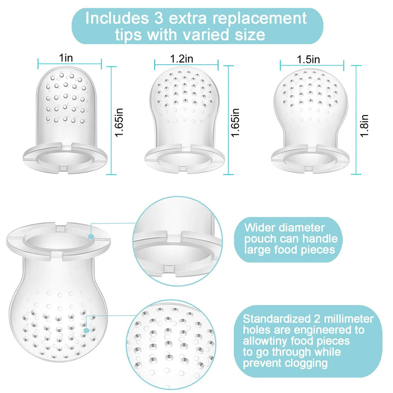 [Australia - AusPower] - PandaEar Baby Fresh Fruit Food Feeder Nibbler Pacifier (3 Pack) |Training Massaging Toy Teether| Food Grade Soft Safe BPA-Free Silicone Pouches| Babies Toddlers Infants Kids 
