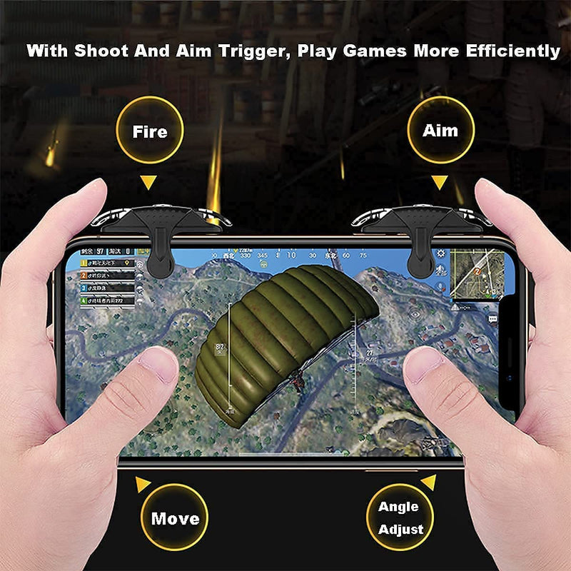 [Australia - AusPower] - Mobile Phone PUBG Game Controller Cooler Grip With L1R1 Triggers, Cooling Fan Radiator Handle Grip Gamepad For Gaming iPhone Android iOS COD/Call of Duty/Joystick, Controller Trigger Case KingTSYU Black Yellow 